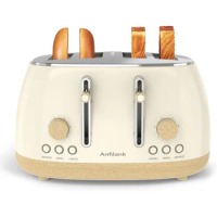 Toaster 4 Slice,Retro Stainless Steel Toaster with Extra Wide Slots Cancel, Bagel, Defrost Function