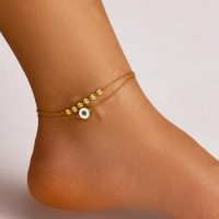 CANNER Double Eye Drops Oil Anklets For Women 925 Sterling Silver 18k Gold Simple Personality Ins Anklets Fine Jewelry Gift