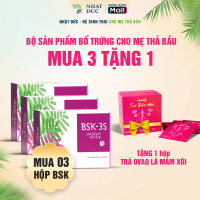Mua 3 tặng 1 bộ sản phẩm bổ trứng, BSK-3S tpbvsk hộp 20 gói hỗ trợ hạn chế gốc tự do, phù hợp với ph