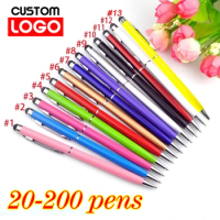 20-200 pens Each Pack Mini Metal 2-in-1 Stylus Universal Ballpoint Pen Text Engraving Custom Logo Office School Advertising Pen