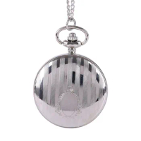Silver Classic Fine Carved Striped Pocket Watch Large Embossed Magic Pocket Pocket Watch
