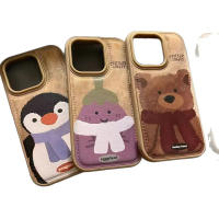 Autumn Winter Scarf Eggplant Penguin Bear Suitable for Xiaomi 17 Pro Max Phone Case 15 Pro New 14 Re