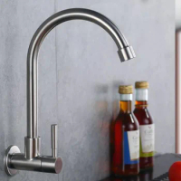 SUS304 Stainless Steel brushed nickel Folding Bathroom Cold Water Faucet Wall Mounted SF458