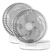 【KINYO】充插二用7吋USB充電風扇/折疊風扇/壁掛扇/桌扇/UF-8625/2入組(LED氣氛燈)