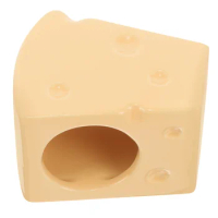 Ceramic Hamster House Cheese Shape Hamster Hideout Critter Cooling House Pet Sleeping Nest