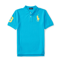 美國百分百【Ralph Lauren】Polo 衫 RL 短袖 網眼 上衣 黃色大馬 男款 XS S號 海洋藍 B003
