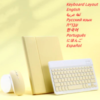 For iPad Air 5 4 Case with Pencil Holder Wireless Bluetooth Russian Spanish Keyboard Mouse for iPad Pro Air 4 8th Funda Cover