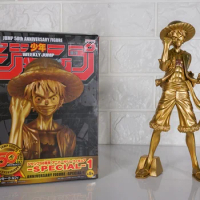 Anime One Piece Genuine Original Luffy Jump 50th Anniversary Limited Gold Luffy For Ornamnets Figure Model
