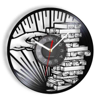 Buliding Blocks Wall Clock Made Of Re-purposed Alblum Record Agility Training Wall Watch Man Cave Game Party Game Bar Art-Decor