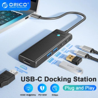 ORICO USB C HUB Type-C Docking Station to HDMI-compatible USB 3.0 Adapter PD100W Card Read Splitter for MacBook Pro Air iPad Pro