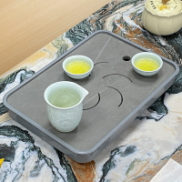 巖闆大理石茶盤接水盤嵌入式塑料蓄水盤水托茶爐支茶配