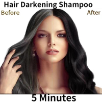 Hair Darkening Shampoo 500ML 5Min Organic Natural Fast Hair Dye Noni Plant Essence Black Hair Dye Cover Gray White Hair Shampoo
