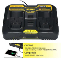 DCB102 Replacement Charger for DEWALT DCB102 20-volt MAX Jobsite Charging Station Dual USB Ports Dewalt Battery Charger Tools