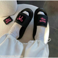 exclusive Dép nữ rabit town quai thêu nơ dán xé kèm logo dễ thương xinh xắn đế cao 4cm êm chân T03CA