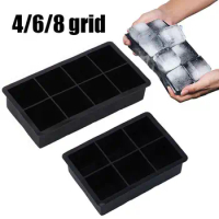 4/6/8 Grid Big Ice Tray Mold DIY Ice Maker Ice Cube Tray Box Large Food Grade Silicone Ice Cube Square Tray Mold