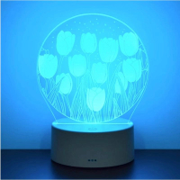 鬱金香小夜燈(【電池款+七色+USB插電】鬱金香2號) 