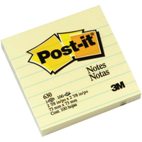 3M 利貼 可再貼便條紙系列 黃色（橫格）73x73mm 100張入 /本 630