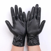 Gloves Nitrile Extra Strong 6mil 8mil 50PCS Black Orange Diamond Pattern Safety Work Gloves Synthetic Nitrile Gloves Powder Free