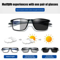 Blue Ray Blocking Photochromic Glasses Lightweight Eye Protection Anti-Blue Light Glasses Flexible TR90 Frame