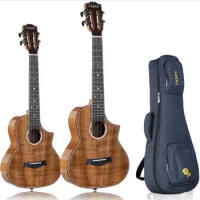 cutaway solid koa wood ukulele,23/26 inches mini acoustic guitar,classical headstock,shell binding,Import Strings,Free Shpping