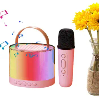 Karaoke Speaker With 2 Microphones Multifunctional Microphone Speaker Set Wireless Microphone Speaker Stereo Kids Karaoke