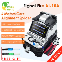 Signal Fire AI-10A Optical Fiber Fusion Splicer AI-10 With Electric Cleaver Splicing Machine 6 Motors Automatic Core Alignment