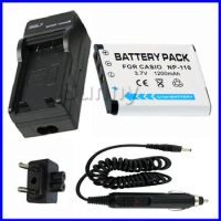 Battery + Charger for Casio NP-110, NP110 and Exilim EX-ZR10,EX-ZR15,EX-ZR20,EX-FC200S,EX-Z2000,EX-Z2300,EX-Z3000 Digital Camera