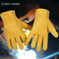 Electric Welder Cowhide Heat-insulating Work Gloves Kitchen Anti-scalding Gloves Outdoor Coldproof Protection Gardening Gloves