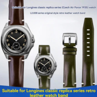 High Quality Watchband Brown Vintage Leather Strap 22mm Men Watch Accessories For Longines classic replica series L2.838