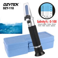 DZYTEK Refractometer Saltwater Aquarium Seawater Pool Salinity Tester ATC Handheld Hydrometer Specific Gravity Salinity Meter