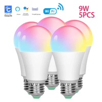 SIXWGH E27 Bulb WiFi 9W Smart RGB Lamp Home Dimmable Timer Function Cozylife App Cotrol Supports Google Home Alexa