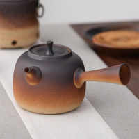 日式窯變煮茶壺紫砂陶壺電陶爐專用燒水壺白泥側把陶瓷泡茶蒸茶器