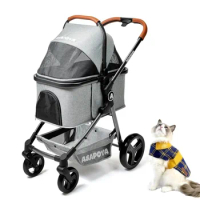 Pet Stroller for Dog and Cat, Detachable Travel Carrier &amp; Car Seat, Aluminium Frame 4 Wheeler ,