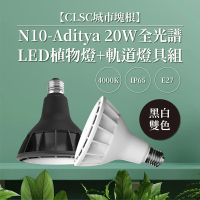 【城市塊根 CLSC Caudex】N10 Aditya 20W 全光譜LED植物燈+軌道燈具組
