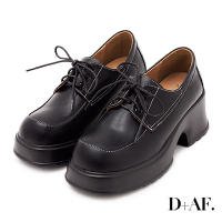 D+AF 學院風明線輕量綁帶德比鞋＊黑