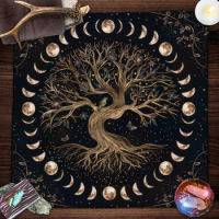 Tree Of Life Plants Tarot Reading Cloth Moon Phase Birds Starshine Altar Cloth Divination Tools Witch Wiccan Ritual Cloth