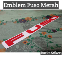 Emblem Logo Mobil Fuso canter L300 warna merah sudah dengan perekat