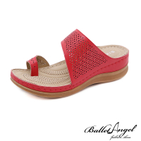 【BalletAngel】拖鞋 釋壓厚底機能夾腳涼拖鞋(紅)