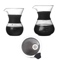 Reusable Pour Over Coffee Maker Silicone Protective Cover Stainless Steel Drip Coffee Brewer High Heat Resistant Portable