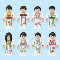 Women Hanfu Dress Traditional Chinese Cloth Creative Compatible Building Blocks Bricks Kits Parts House Accessories Kids Toys