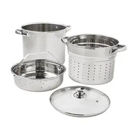 4-Piece Stainless Steel 8-Quart Multi-Cooker with Glass Lid