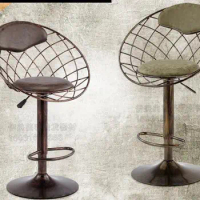 Iron bar chair. High stool. Makeup stool.. Vintage hairdressing stool..