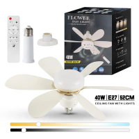 New E27 Screw Type Silent Small Fan Light Home Smart Ceiling Fan Light Bedroom Fan Light Restaurant