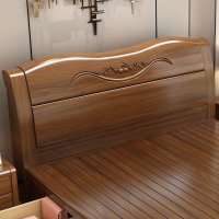 金絲胡桃木實木床臥室現代中式雙人1.8m大床單人床1.5m儲物抽屜床