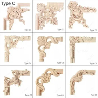 Corner Flower Wood Carving Decal Light Luxury TV Background Wall Ceiling Cabinet Door Carving Decor Accessory French Solid Wood