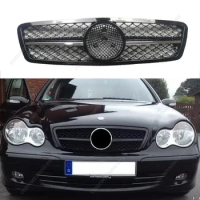 For Mercedes W203 C-Class Front Grille Racing Hood Grill C200 C240 C300 C320 C280 C350 2000-2007 Front Bumper Grille Bodikits