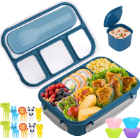 Bento Lunch Kids 1300ML with 4 Compartment&Food Picks Cake Cups Containers for Adults/Kids/Toddler L