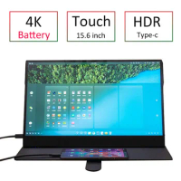Battery Built-in 15.6" 4K Monitor HDR10 Gaming Monitor For PS4 XBOX Switch Portable HDMI-compatible IPS Touch Computer Monitor