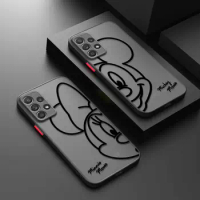 Matte Phone Case For Samsung Galaxy A54 A53 A52 A51 A14 A12 A34 A32 A72 A71 A31 A22 A21s A23 A73 A50 Disney Mickey Minnie Couple