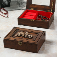 泰國創意木質象方形戒指項鏈首飾盒子佛珠實木復古個性飾品收納盒